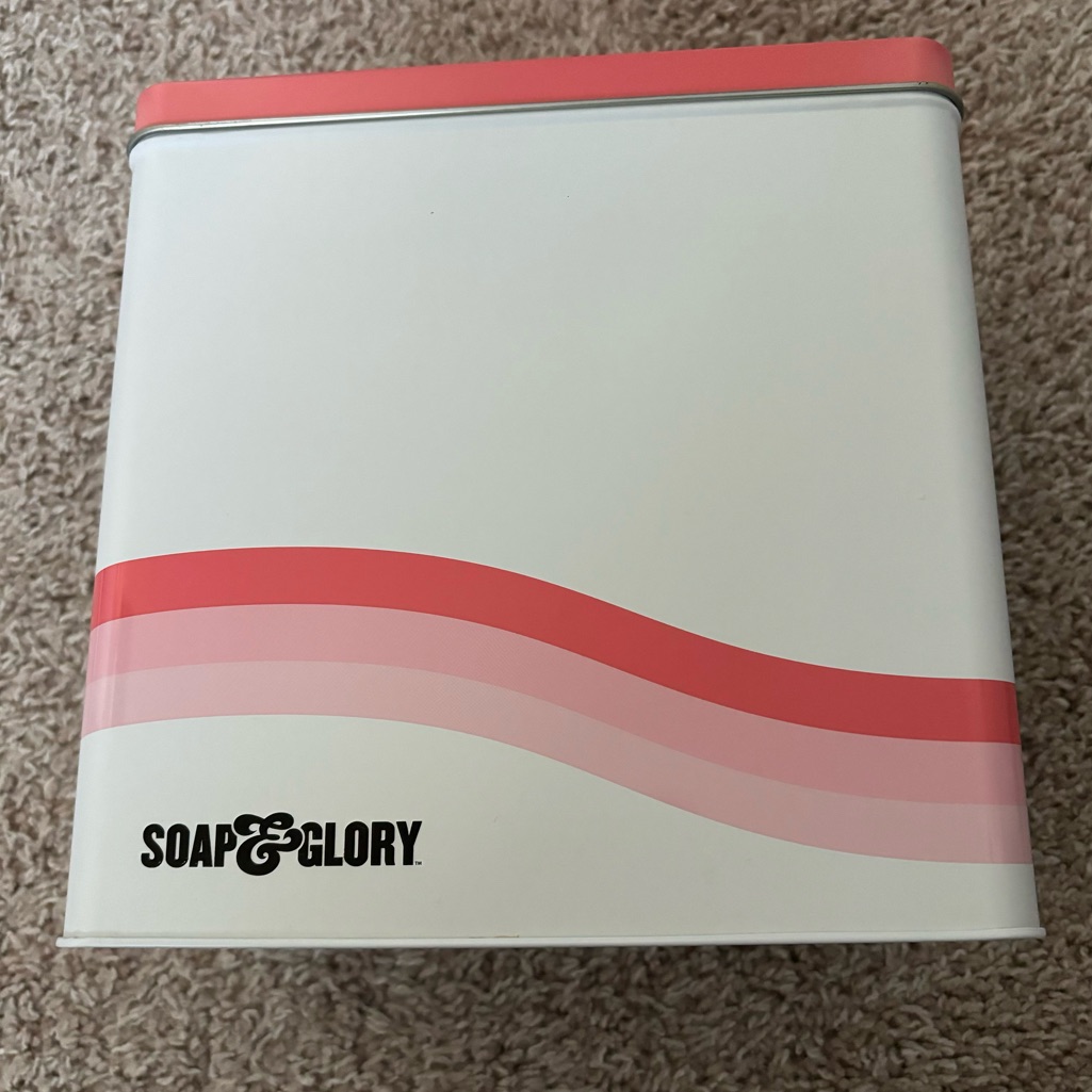 Soap  Glory White And Coral Pink Tin Box Original Pink